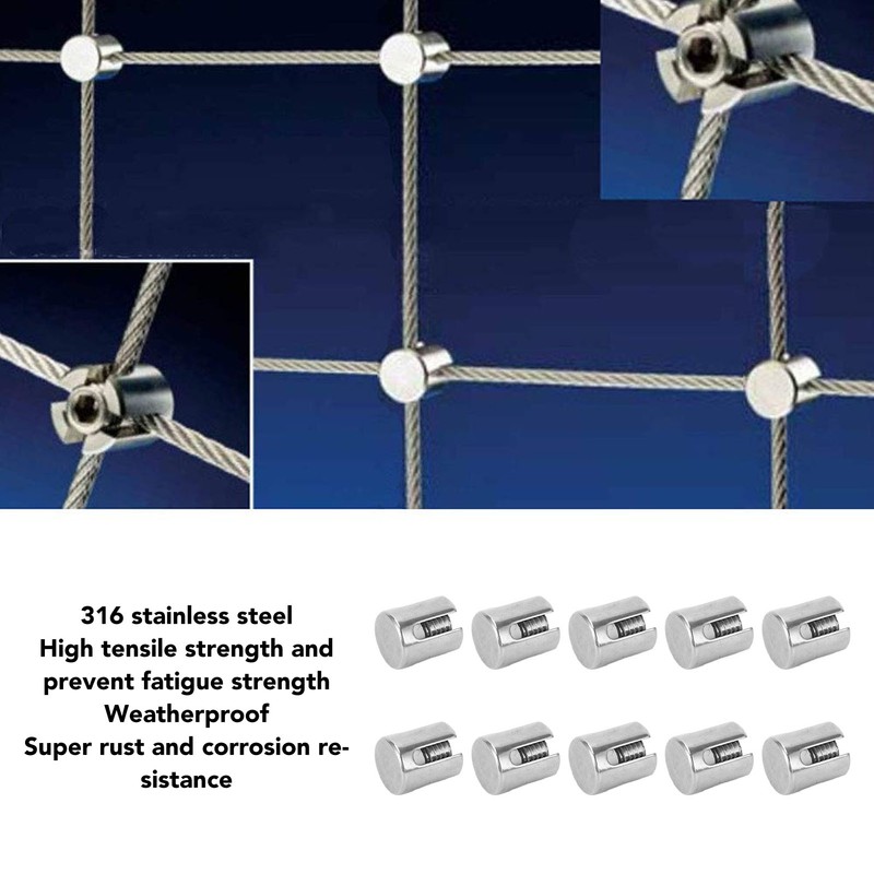 10Pcs Cross Cable Clamps 316 Stainless Steel Railing Wire Rope