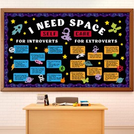 Outer Space Bulletin Board Set Astronaut Classroom Decorations I Need Space Self Care Mental Health Galaxy Planet Rocket Solar System Cutouts for Back to School Chalkboard Nursery Teacher Supplies