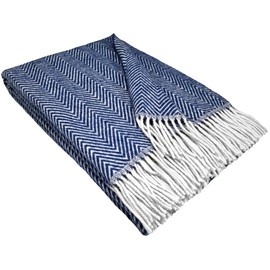 STTS International Tirol Wool Blanket, 100% Virgin Wool, Throw, 140 x 200 cm, Bedspread, Virgin Wool Blanket, Wool Plaid, Tyrol, Available in Many Colours (Blue (D-M)