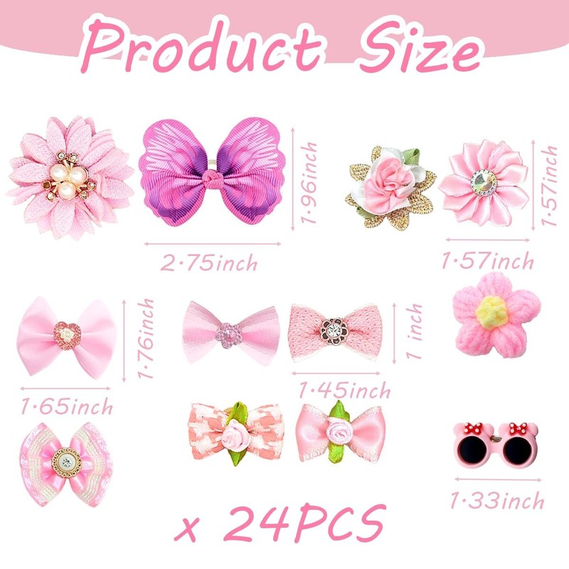 SHEHARUHI 24PCS Cute Dog Hair Bows Small Puppy Hair Accessories