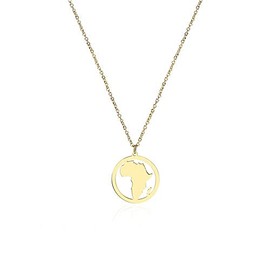 NOUMANDA Fashion Africa Map Necklace Cut Copper Hollow Round Pendant Jewelry (gold)