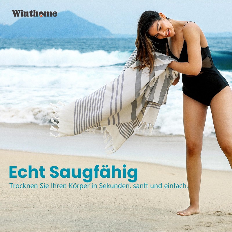 Winthome Beach Towel Soft Beach Towel Bamboo Cotton Lightweight Space