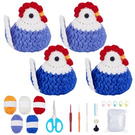 ACRNIGHEET 4PCS Chicken Crochet Kit for Beginners Chicken Crochet Starter Kits Crochet Animals DIY Beginner Crochet Kit for Adults Craft Knitting Crochet Animal Kits with Step-by-Step Tutorials