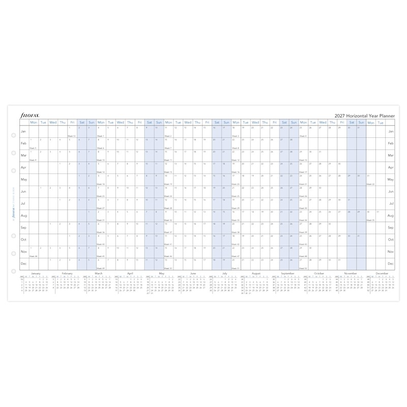 Filofax 2027 A5 Horizontal Year Planner