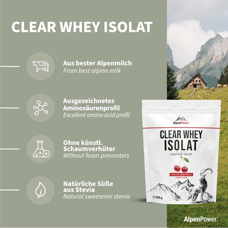 AlpenPower Clear Whey Isolate Cherry 500 g - Clear, Refreshingly