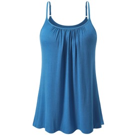 ROSYLINE Womens Camisoles with Built in Shelf Bra Casual Flowy Cami with Adjustable Straps Tank Loose Fit Size Blue L