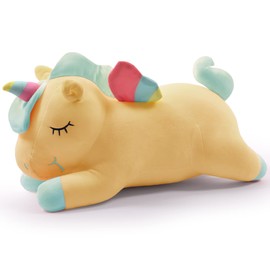 SNOWOLF Unicorn Stuffed Animal Toys Cute Soft Unicorn Plush Hugging Pillow with Rainbow Wings Kawaii Toy for Kids Girls(Yellow, 40cm)