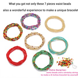 Elastic Waist Beads Plus Size for Women 31-49Inch Adjustable Beaded Body Chain Belly Bracelet Stomach Beads Waistbeads (37-43in)