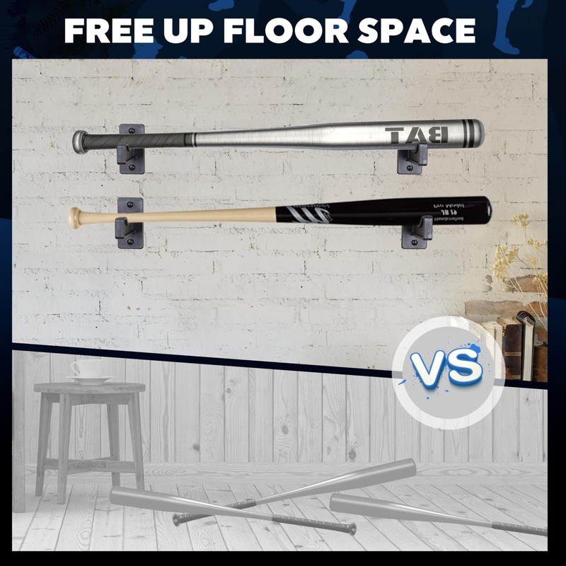 Hikeen Baseball Bat Wall Mount, Baseball Bat Rack, Baseball Bat