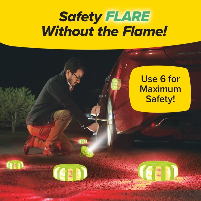 Lizard Flare Flameless Roadside Emergency Light, AS-SEEN-ON-TV, 360° of Visibility,