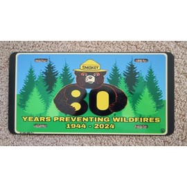 LIMITED EDITION! Smokey Bear License Plate! 6"x12" All Weather Metal Made In USA! HAPPY 80TH BIRTHDAY SMOKEY BEAR COLLECTIBLE!