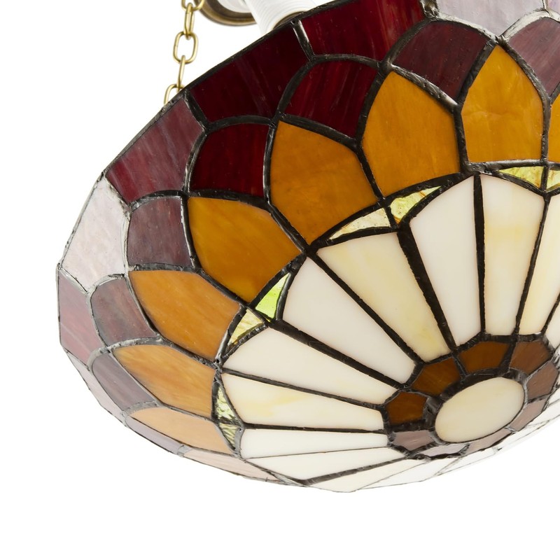 Traditional and Classic Amber and Red Stained Glass Domed Tiffany