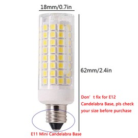 Lxcom Lighting Dimmable E11 LED Corn Bulb 10W Mini Ceramic Candelabra Bulbs 4000K Natural White (6 Pack)- 102 LEDs 2835 SMD 100W Equivalent T3/T4 JDE11 120V Lamp for Chandeliers Cabinet Lighting