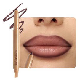 JUAAZIN Maroon Matte Lip Liner Pencil, Plump Lip Liners Long-Lasting Creamy Formula, With Silicone Smudger for Define Contours & Sculpting Lip, Waterproof Non-Staining Crayon Lip Liner 08#