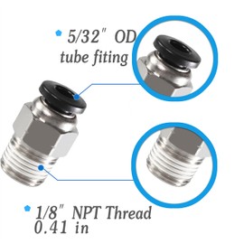 MSAEIQUN 5/32 Air hose fittings, Push to Connect Air fittings Male Straight 5/32 Inch Tube OD x 1/8 NPT Thread Fitting (Pack of 10)