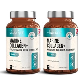 Marine Collagen Supplements for Women 2331mg Complex | 120 Hydrolyzed Marine Collagen Capsules with Hyaluronic Acid | Skin Supplements for Women | Vitabright | 2 Pack