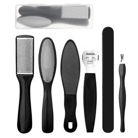SONGQEE Foot File Pedicure Set，8 in 1 Foot File Hard Skin Remover Foot Care Kit Foot Files Pedicure Tools Foot Care for Dead Skin for Men Women at Home Spa(Black)
