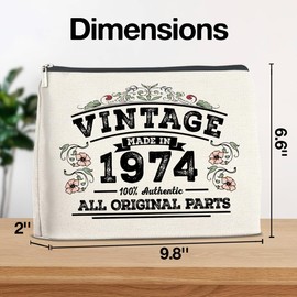 Funny 50th Birthday - 50 Years Old Birthday - Birthday Gift Ideas - 50 Years Old Birthday Makeup Bag Cosmetic Bag Makeup Zipper Pouch 1974 Vintage