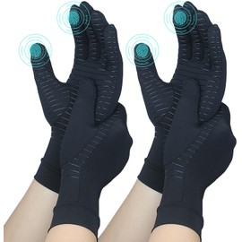 2 pares de guantes de compresión para artritis de cobre de dedo completo, Full Finger, M(2 pairs)