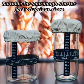 TERESRY Sourdough Starter Jar Cover Cloth, Reusable Linen Covers for Sourdough Starter Container, Breathable Fabric Covers for Mason Jars Wide Mouth and Normal Mouth (4)