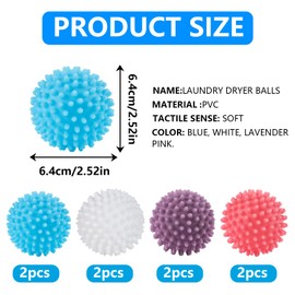 Dryer Ball, Pack of 8 Dryer Balls for Tumble Dryer Drying Ball, Reusable Washing Ball, Washing Ball, Dryer Balls for Washing Machine, Tumble Dryer Balls, Fluffy Laundry