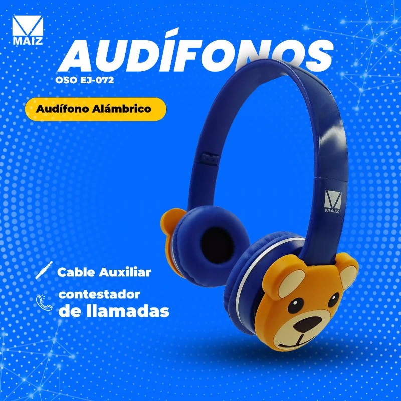 Maíz Audifono Manos Libres Diadema Ajustable Alambrico Ej-072