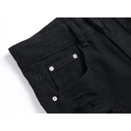 Anbreuinron Boy's Black Ripped Jeans Stacked Destroyed Distressed Skinny Fit Fashion Comfy Denim Jeans Pants,264,14