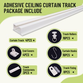 Self Adhesive Ceiling Curtain Track, Ceiling Mount Curtain Rod No Drill, for Windows Cabinet Closet Shower Curtain Room RV (1.6 Meters/5.25 Ft)
