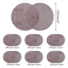 Pack of 30 Sanding Discs, Mesh Velcro Sanding Discs, Diameter 125 mm, Dust-Free Sanding Net Sanding Disc for Sanding Hard Surfaces, Wood, Spatula, Varnish, Metal 240#