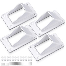 Innconee 4 Pack 2" x 3 1/2" Stair Rail Handrail Vinyl Bracket Kit Vinyl Fence Deck Railing Brackets with Screws