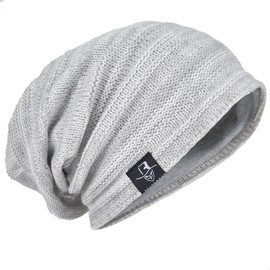 B5001 Men's Knitted Slouch Baggy Skull Cap Vintage Winter Hat, Pale