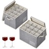 Lifewit 2 Pcs Wine Glass Storage Box with Dividers, Stackable