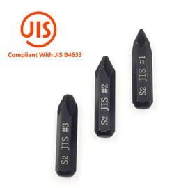3Pcs JIS Impact Screwdriver Bits and 1Pcs Slotted Impact Bit for Manual Impact Driver, 5/16" Hex Shank, S2 Alloy Steel,36mm Long- Ideal for Japanese Automotive & Motorcycle Repairs (JIS #1+#2+#3+SL8)