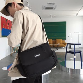 Ruenfon Women's Shoulder Bag, Messenger Bag, Crossbody Style, Waterproof, Lightweight, Black