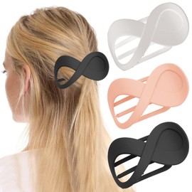 3 Hair Clips, Large French Hair Clips, Non-Slip Hair Clips, for Women and Girls, Thick Hair and Thin Elegant Hair Accessory (Black/White/Pink)