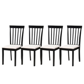 Kings Brand Furniture - Set of 4 Wood Dining Chairs - Upholstered Modern Dining Room Kitchen Armless Side Chair, Black