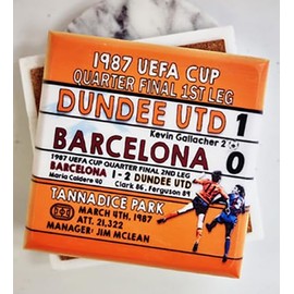 Dundee Utd 1-0 Barcelona 1987 European Cup Quarter Final, Dundee Utd football gift,Dundee Utd Marble Coaster