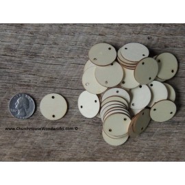 Unbranded 50 count 1 inch wood 2 HOLE TAG CIRCLE shapes DIY one inch wooden coins craft