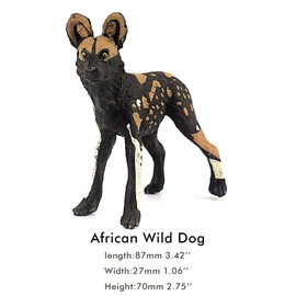 FUNSHOWCASE African Jungle Animals Wild Dog Toy Figure Realistic Plastic Figurine Height 2.8-inch