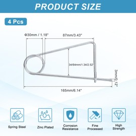 MECCANIXITY 2pcs Steel Brooch Cotter Pins, 0.16x6.14 Inch (4x156mm) Brooch Shape Cotter Safety Spring Pin, Quick Locking Fastener for Garden, Farm, Lawn, Triangle