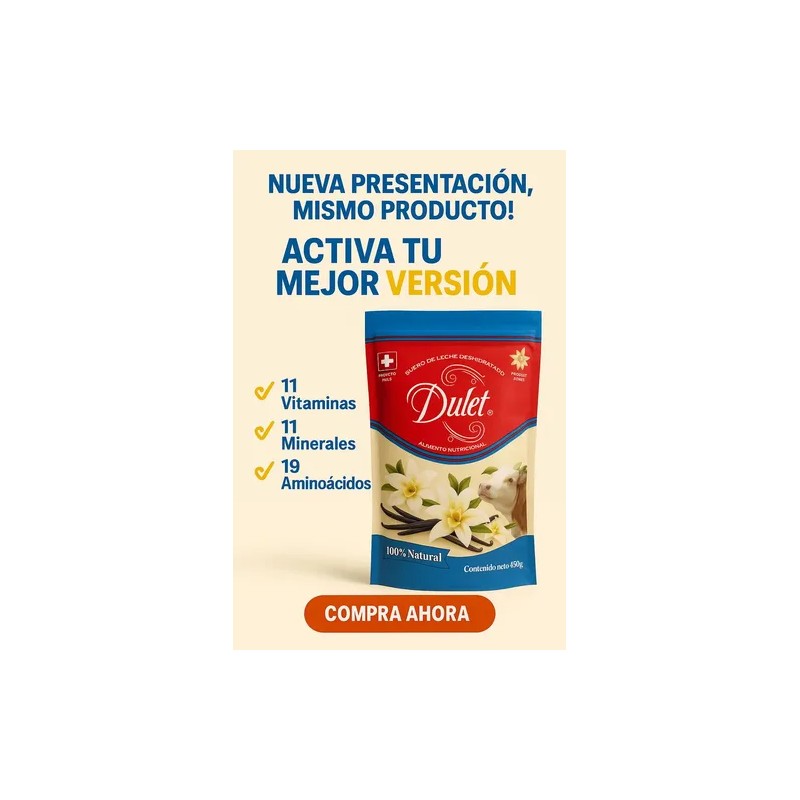 Dulet Lactosuero En Polvo Vainilla Bolsa 450 Gr