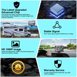 Wireless Backup Camera for Truck Car : 7-Inch Touch Key Monitor Plug and Play No Delay No Dropped Frames Clear Brightness Rear View Camera 2 Channel Reverse Camera DIY Parking Lines AMTIFO A19