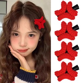 4 Pcs Fun Hair Clips for Women Girls Cute Plush Angry Hair Clips Cute Cartoon Duckbill Barrette Hair Accessories Clips for Cosplay (Red)