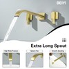 BEIYI Wall Mount Tub Filler Brushed Gold Bathtub Faucet Extra