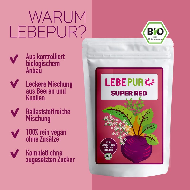 Lebepur Organic Super Red 500 g - Combination of Aronia,