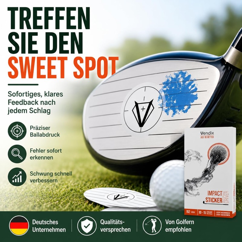 Vendix 152 x Golf Impact Stickers, Weatherproof Impact Tape for