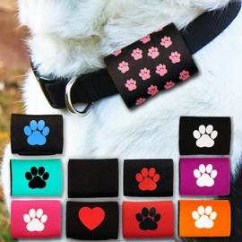Dapper Dog Pet Tag Silencer and AirTag Holder (Black with Small Pink Paws)
