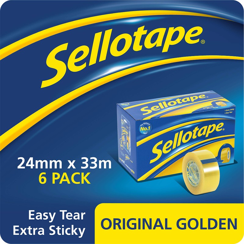 Sellotape Original Golden, Multi-Purpose Clear Tape for Household Objects, Clear