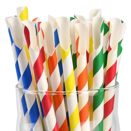Disposable Paper Spoon Straws, Paper Scoop Straws for Slushy, Milkshakes - 20 x 0.8 cm, Pack of 200 (Assorted Colors)