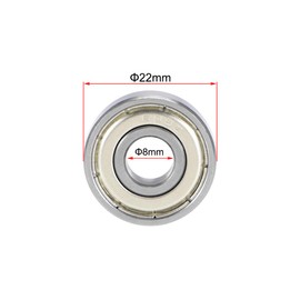 sourcing map 608ZZ deep groove ball bearings, 8 mm x 22 mm x 7 mm, ball bearings, skateboard bearings, roller bearings, double shielded, chrome steel, P6 (ABEC3)